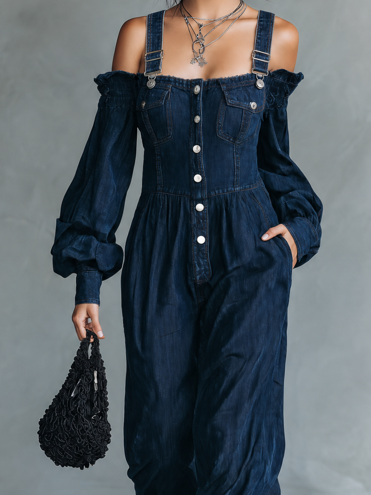 Women's Blue Denim Long Sleeve Jumpsuit – House of Velari