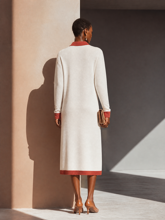 Women's Knit Contrast Collared Shirt Dress – House of Velari