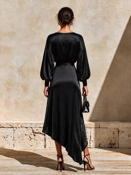 Women's Satin Belted Maxi Dress – House of Velari