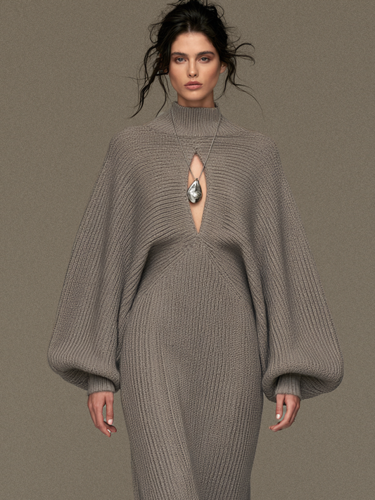 Women's Vintage Cut-Out Mock-Neck Sweater Dress – House of Velari