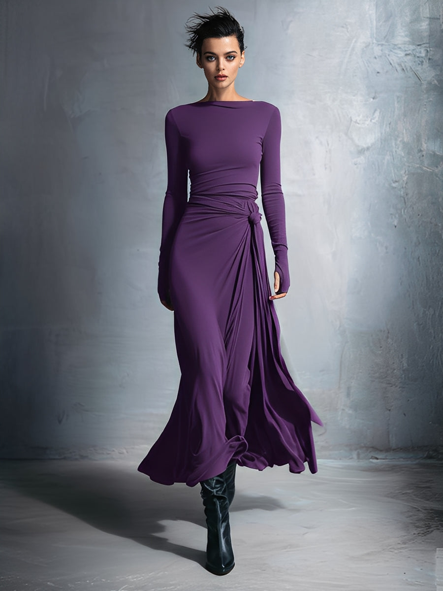 Women's Gray Stretch Wrap Maxi Dress – House of Velari