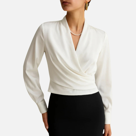 Women's Elegant V-Neck Satin Blouse – House of Velari