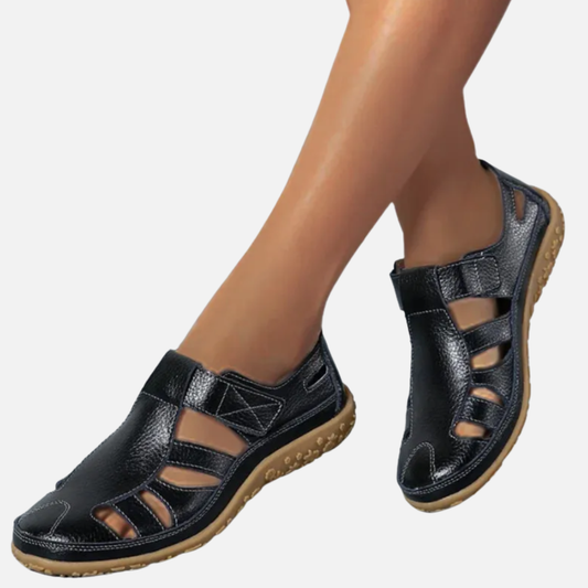 Women's Cushioned Closed Toe Sandals | Velcro Strap