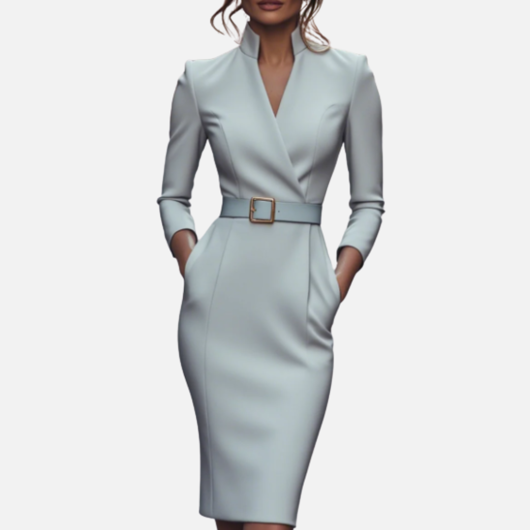 Women’s Belted Wrap Midi Dress – House of Velari