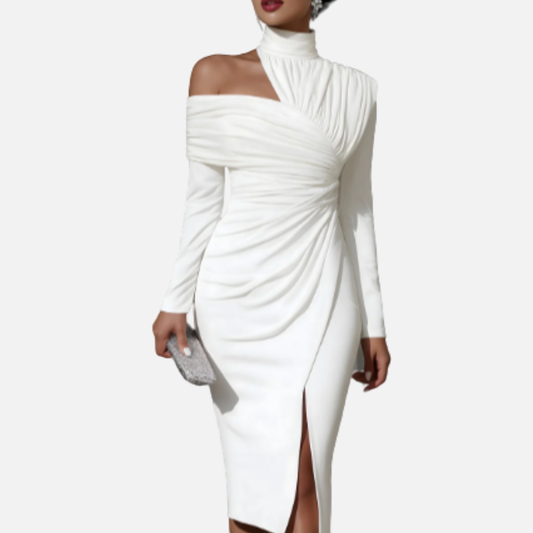 Women's Midi Dress Ruched High-Neck – House of Velari