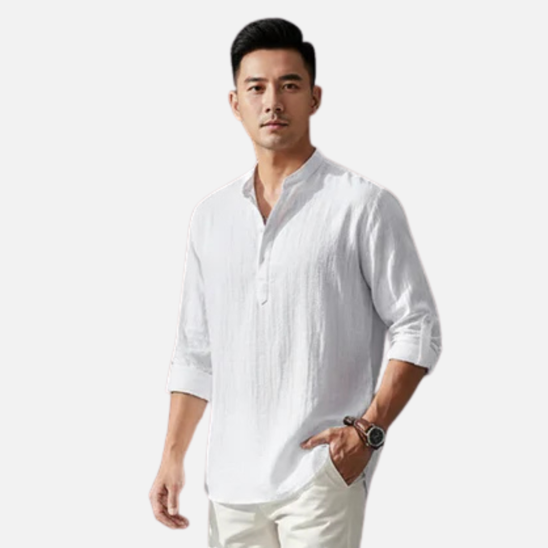Men's Linen Henley Shirt Long Sleeve – Casual Summer – House of Velari