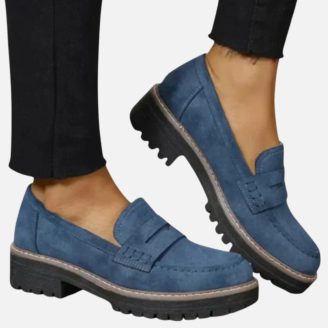 Women's Chunky Lug Sole Penny Loafers – Suede – House of Velari