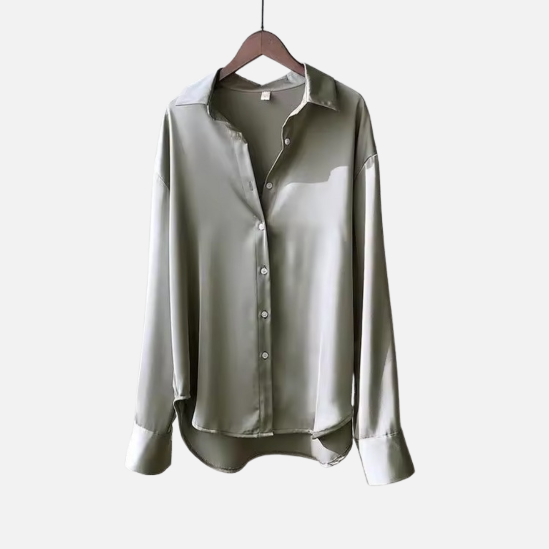 Women's Satin Button-Down Long Sleeve Shirt – House of Velari