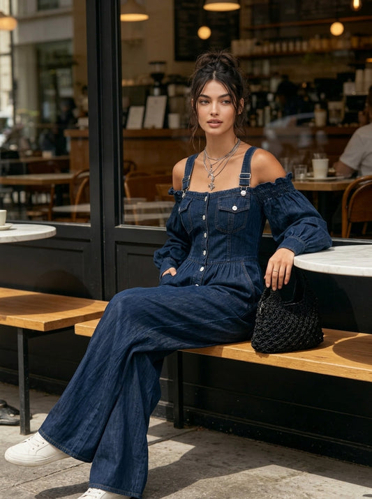 Women's Blue Denim Long Sleeve Jumpsuit – House of Velari