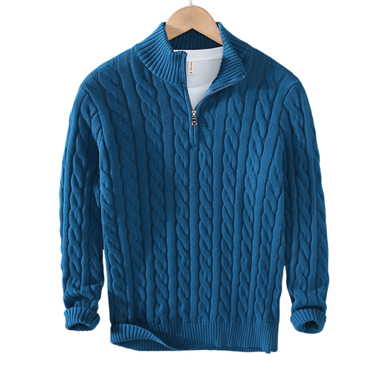 Men’s Cable Knit Quarter Zip Sweater – House of Velari