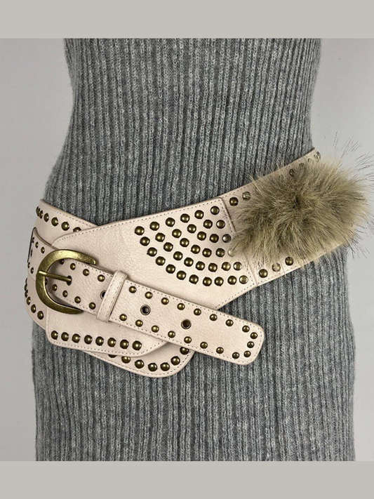 Women's Leather Fur Retro Belt – House of Velari