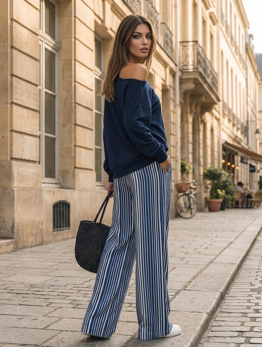 Women's White Woven Striped Set – House of Velari