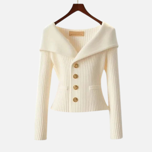 Women's Elegant Ribbed Off-Shoulder Cardigan – House of Velari