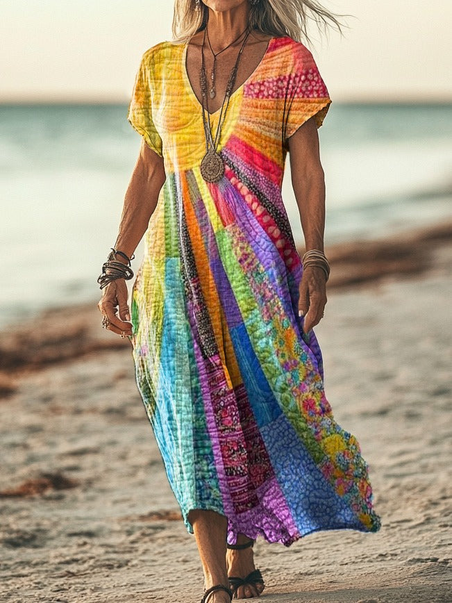 Women's Long Sleeve Bohemian Sun Print Dress – House of Velari