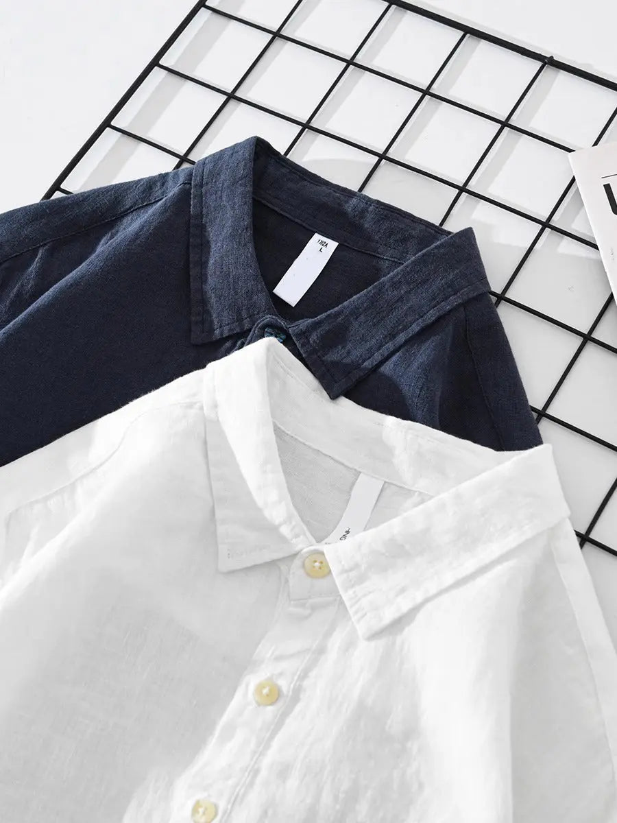 Men's Linen Shirt Half Button Popover Oversized Long Sleeve – House of Velari