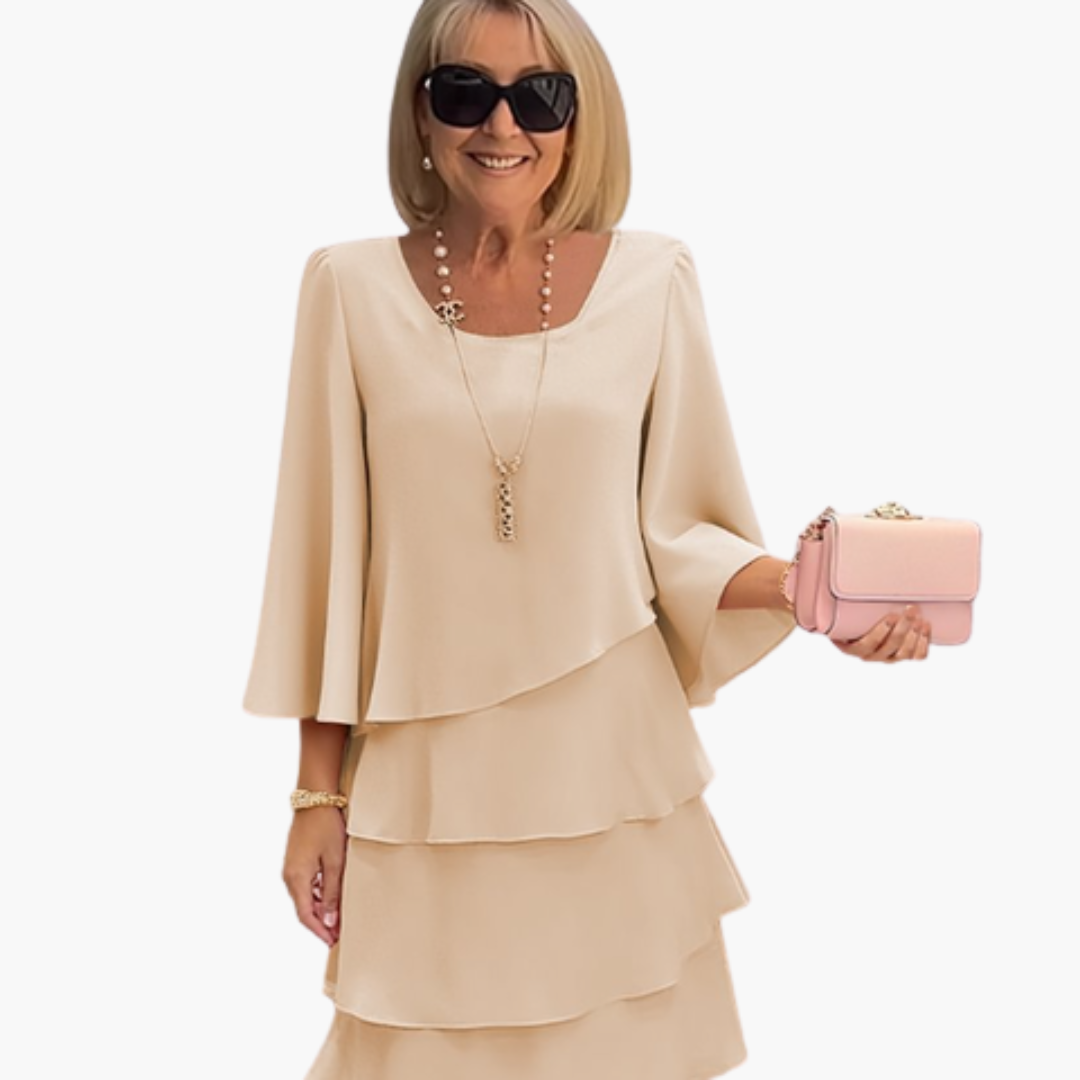Women's Tiered Ruffle Midi Dress with Long Sleeves – House of Velari