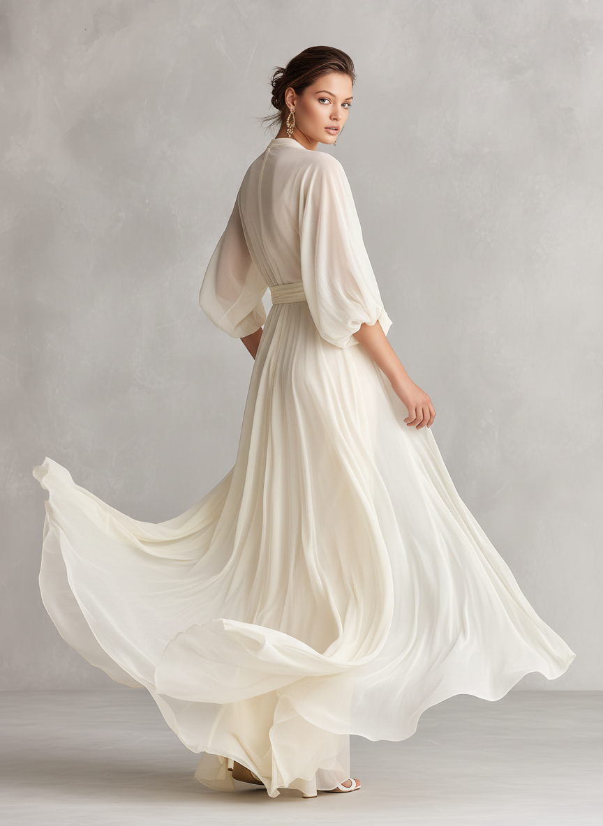 Women's Ivory Chiffon Wrap Dress – House of Velari