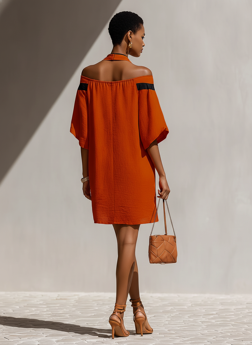 Women's Black & Orange Mini Dress – House of Velari