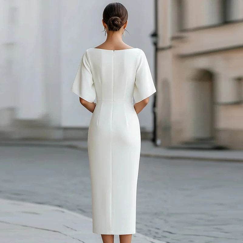 Women's Formal Flutter Sleeve Midi Dress – House of Velari