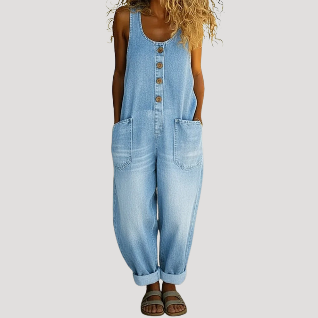 Women's Baggy Wide Leg Dungaree Overalls Button Jumpsuit – House of Velari