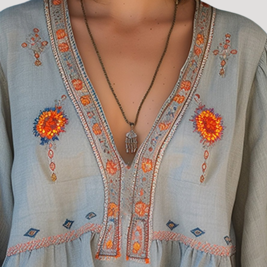 Women's Boho Floral Embroidered Blouse – House of Velari