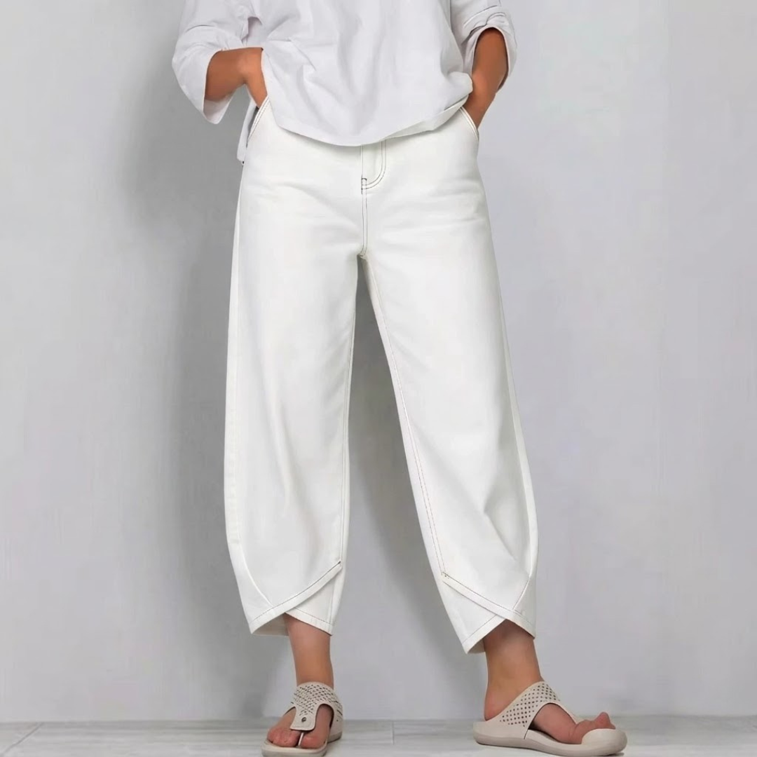 Women's Relaxed Barrel Leg Cropped Denim Jeans – House of Velari