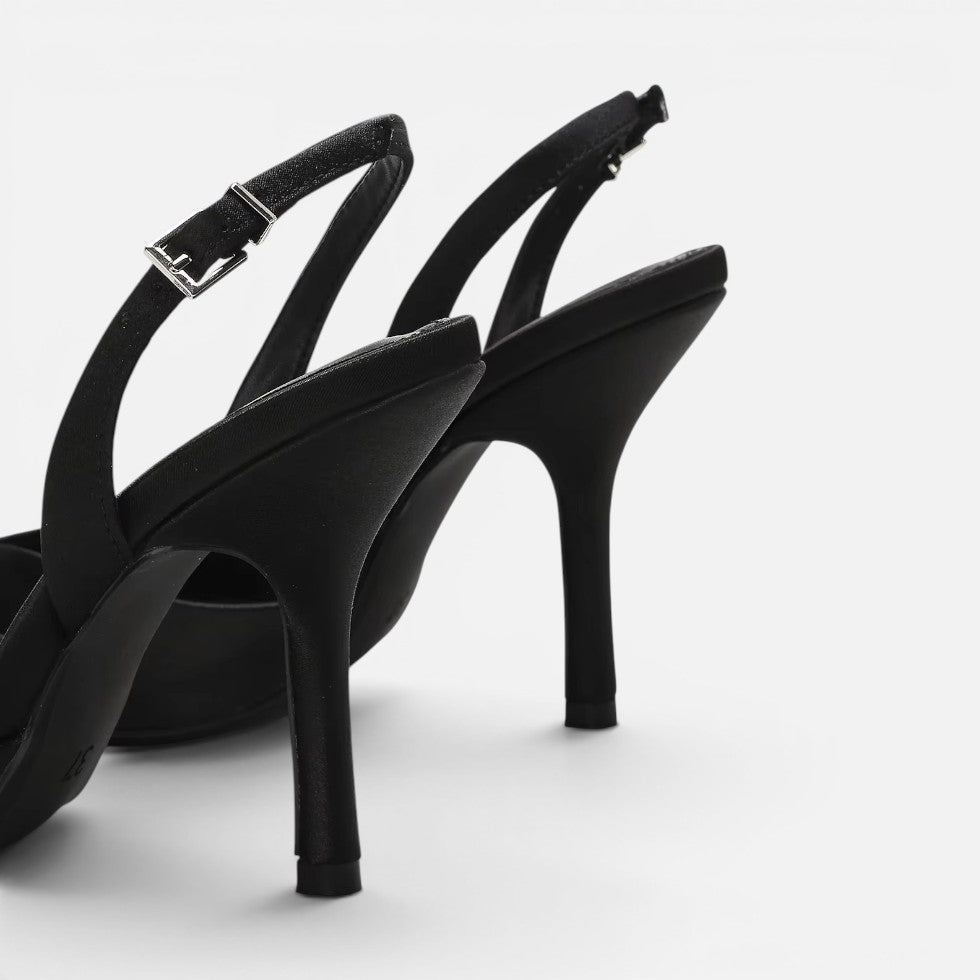 Satin Pointed-Toe Slingback Heels – House of Velari