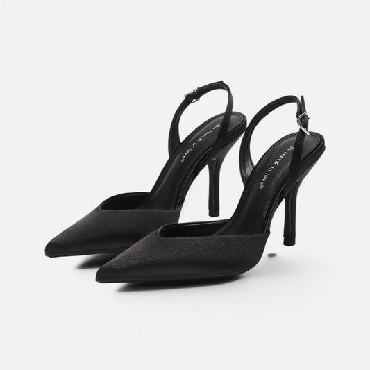 Satin Pointed-Toe Slingback Heels – House of Velari