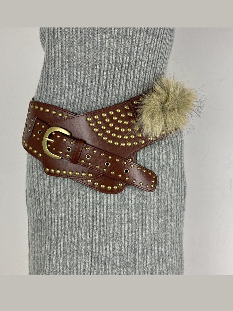 Women's Leather Fur Retro Belt – House of Velari
