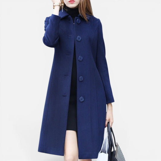 Tailored Button Front Wool Blend Coat – House of Velari