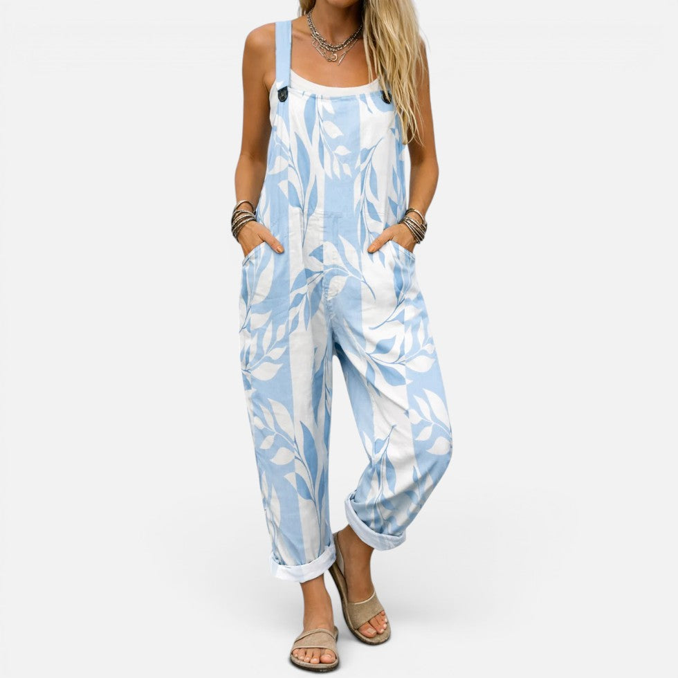 Printed Wide-Leg Dungaree Jumpsuit – House of Velari