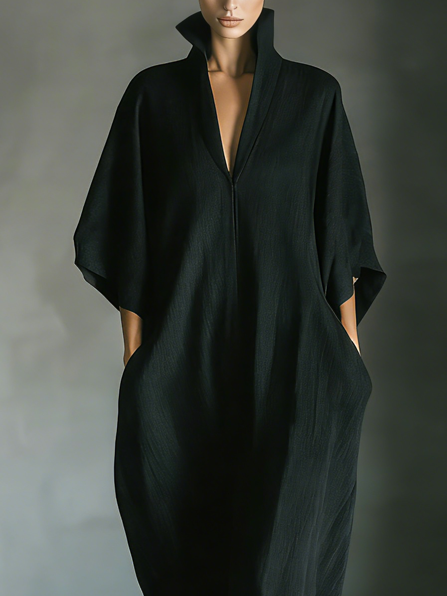 Women's Black Cotton Oversized Maxi Dress – House of Velari