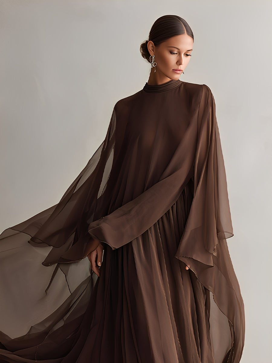 Women's Brown Chiffon Dress – House of Velari