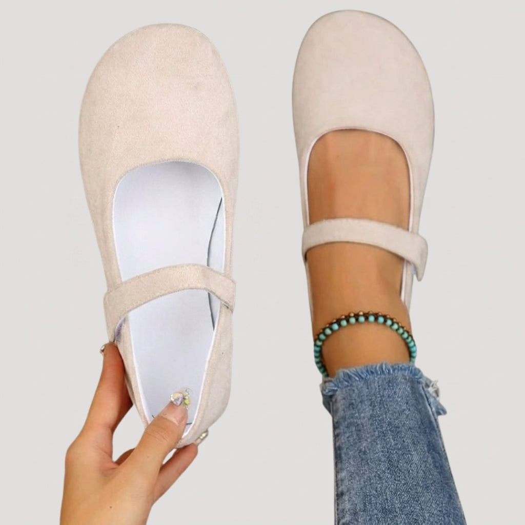 Women's Suede Mary Jane Flats – Ankle Strap Ballet Shoe – House of Velari