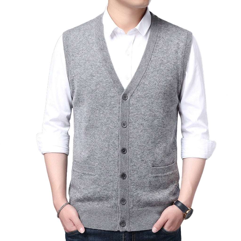 Men’s Classic Knit Button-Up Vest – Sleeveless Sweater Vest – House of Velari