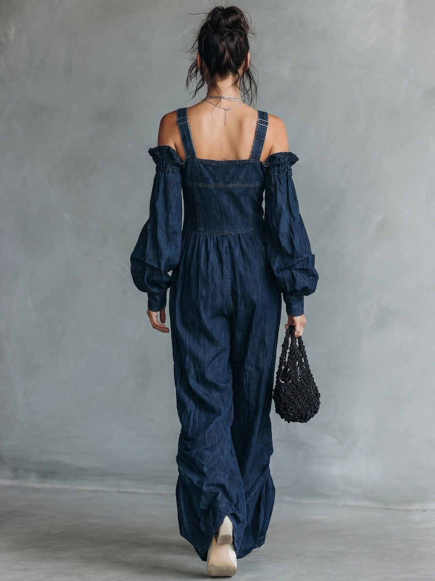 Women's Blue Denim Long Sleeve Jumpsuit – House of Velari