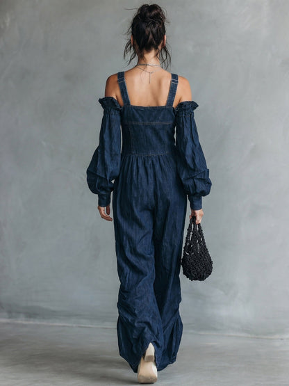Women's Blue Denim Long Sleeve Jumpsuit – House of Velari