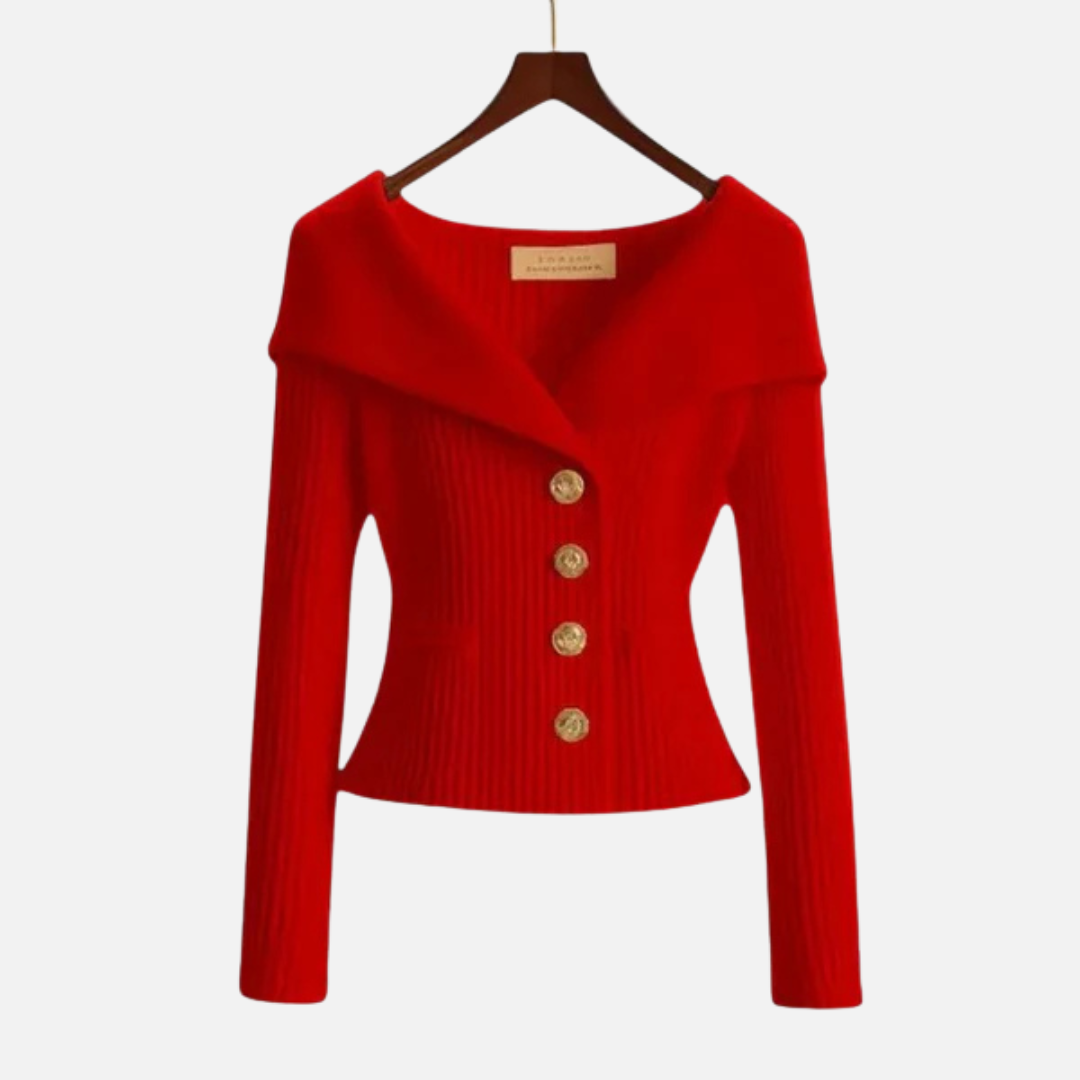 Women's Elegant Ribbed Off-Shoulder Cardigan – House of Velari