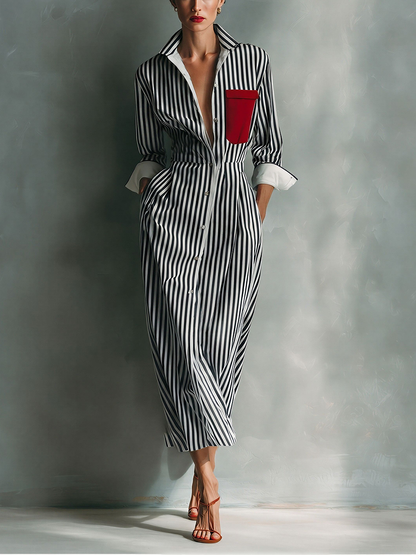 Women's White Cotton Striped Shirt Dress – House of Velari