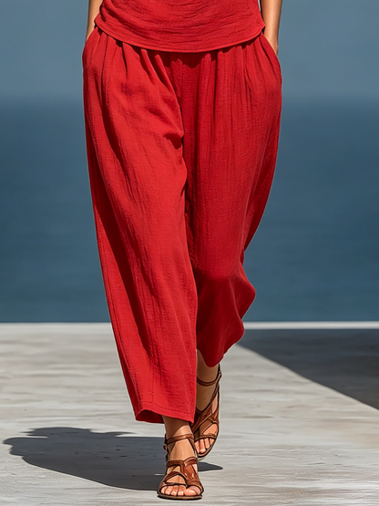 Women's Red Asymmetric Two-Piece Set – House of Velari