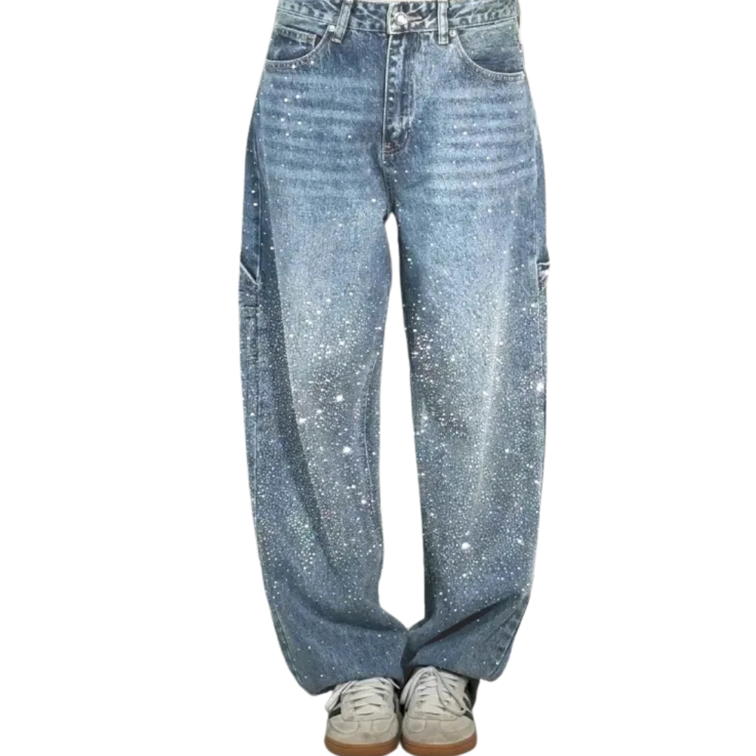 Women’s Rhinestone Embellished Flared Jeans – House of Velari