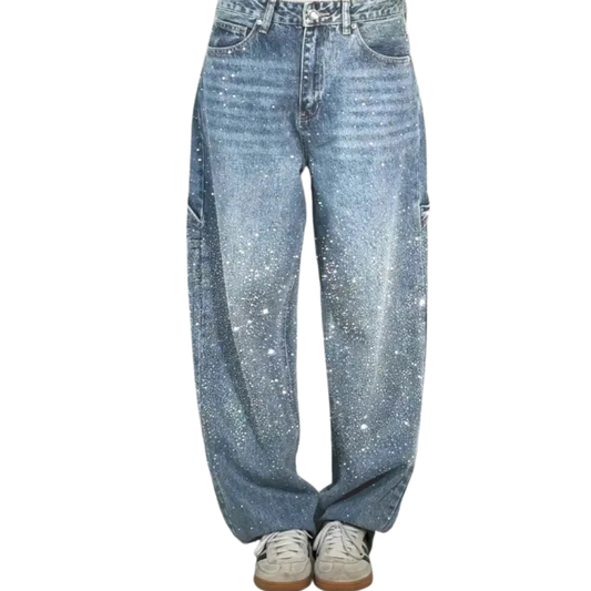 Women’s Rhinestone Embellished Flared Jeans – House of Velari