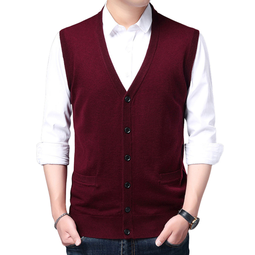 Men’s Classic Knit Button-Up Vest – Sleeveless Sweater Vest – House of Velari