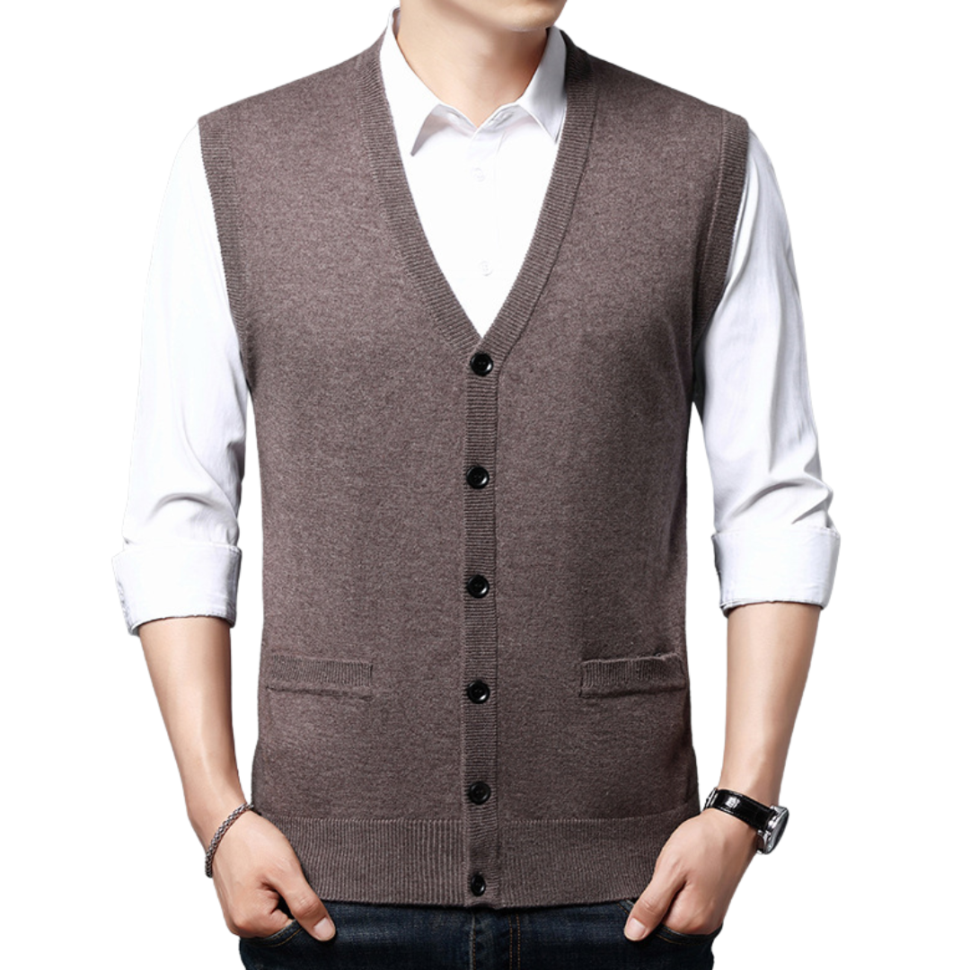 Men’s Classic Knit Button-Up Vest – Sleeveless Sweater Vest – House of Velari