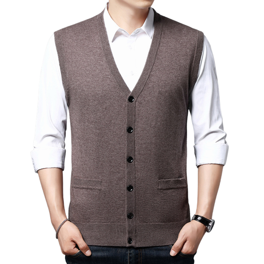 Men’s Classic Knit Button-Up Vest – Sleeveless Sweater Vest – House of Velari