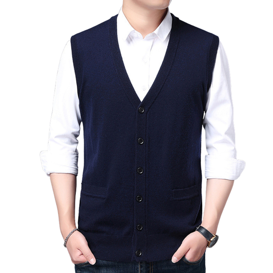 Men’s Classic Knit Button-Up Vest – Sleeveless Sweater Vest – House of Velari