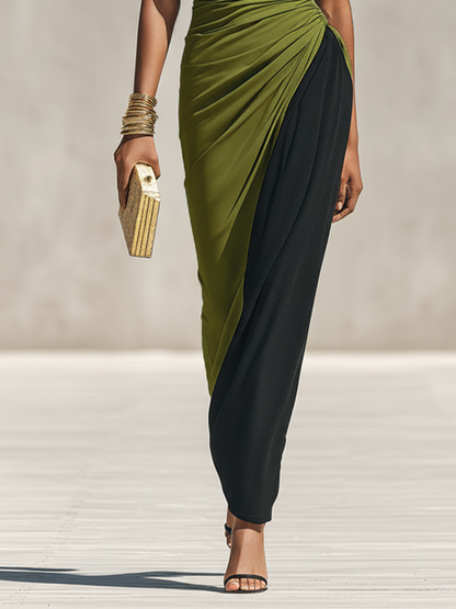 Women's Black Jersey High Neck Ruched Maxi Dress – House of Velari