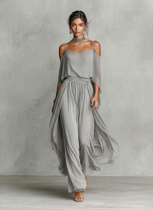 Women's Gray Chiffon Set – House of Velari