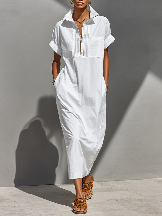Women's White Cotton Shirt Dress – House of Velari