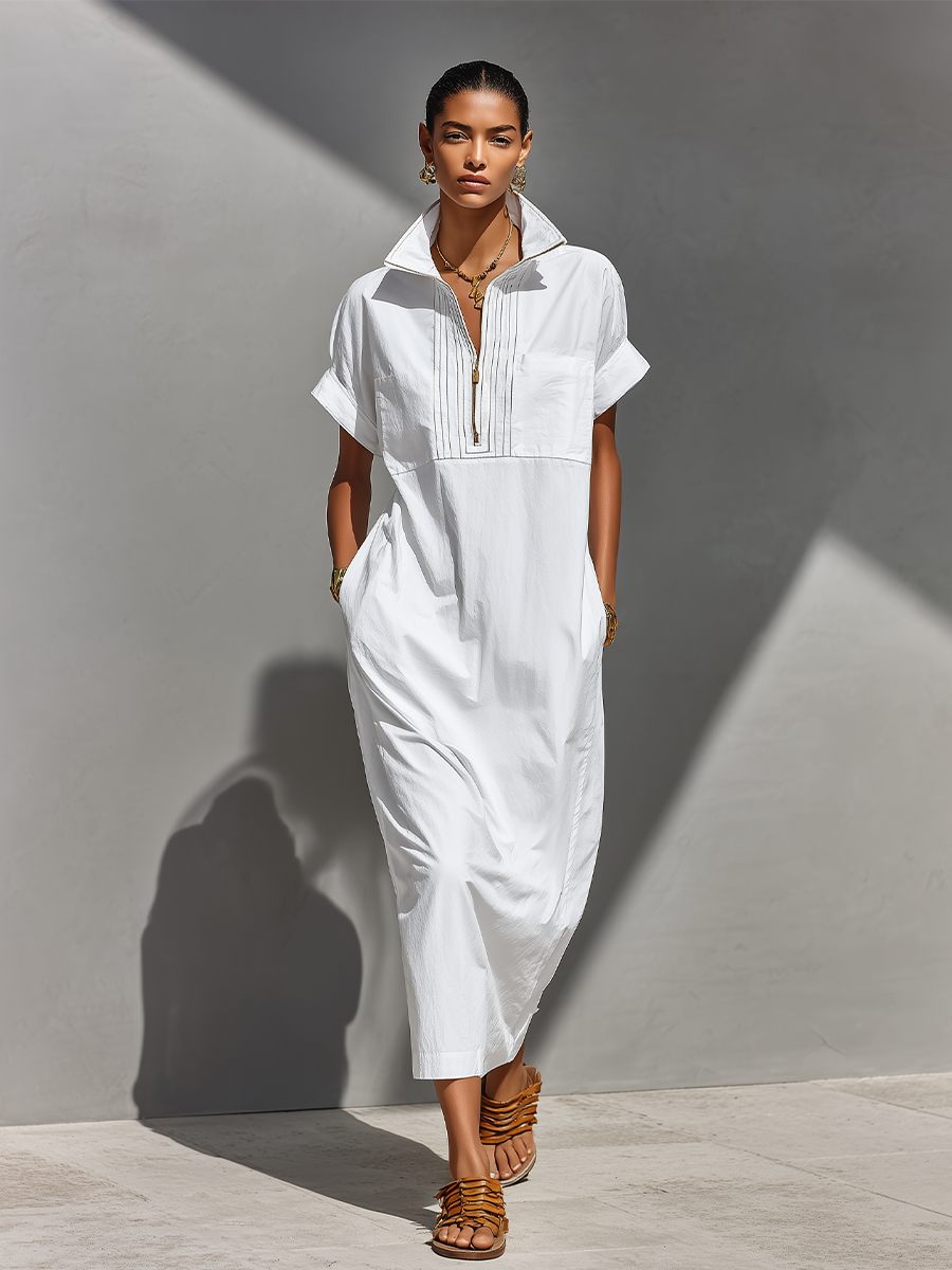 Women's White Cotton Shirt Dress – House of Velari